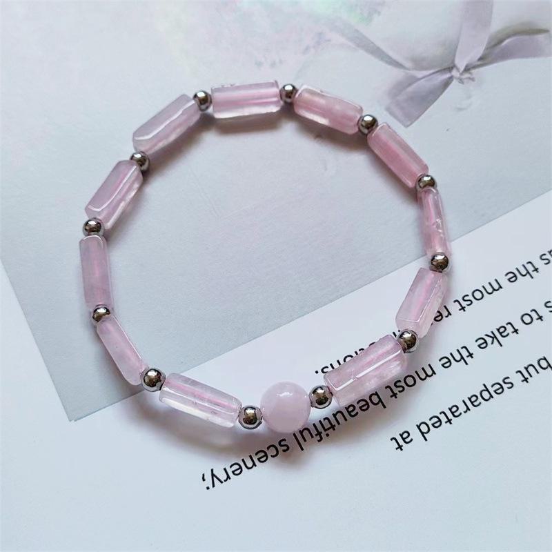 Браслет из натурального аметиста с квадратными бусинами-разделителями и розовой кристаллической энергией, модный свежий дизайн