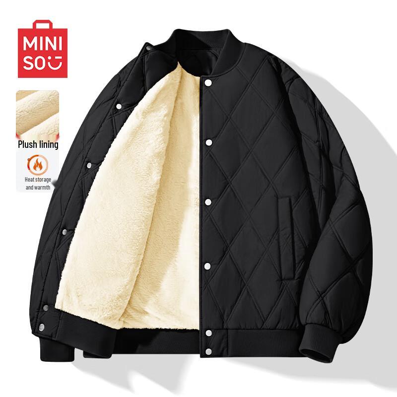 MINISO Унисекс Толстая Куртка-бомбер с Алмазной Стежкой и Воротником-стойкой