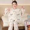 Kids Flannel Pajamas Set Boys Girls Warm Long Sleeve Top And Pants Sleepwear Winter Home Nightwear