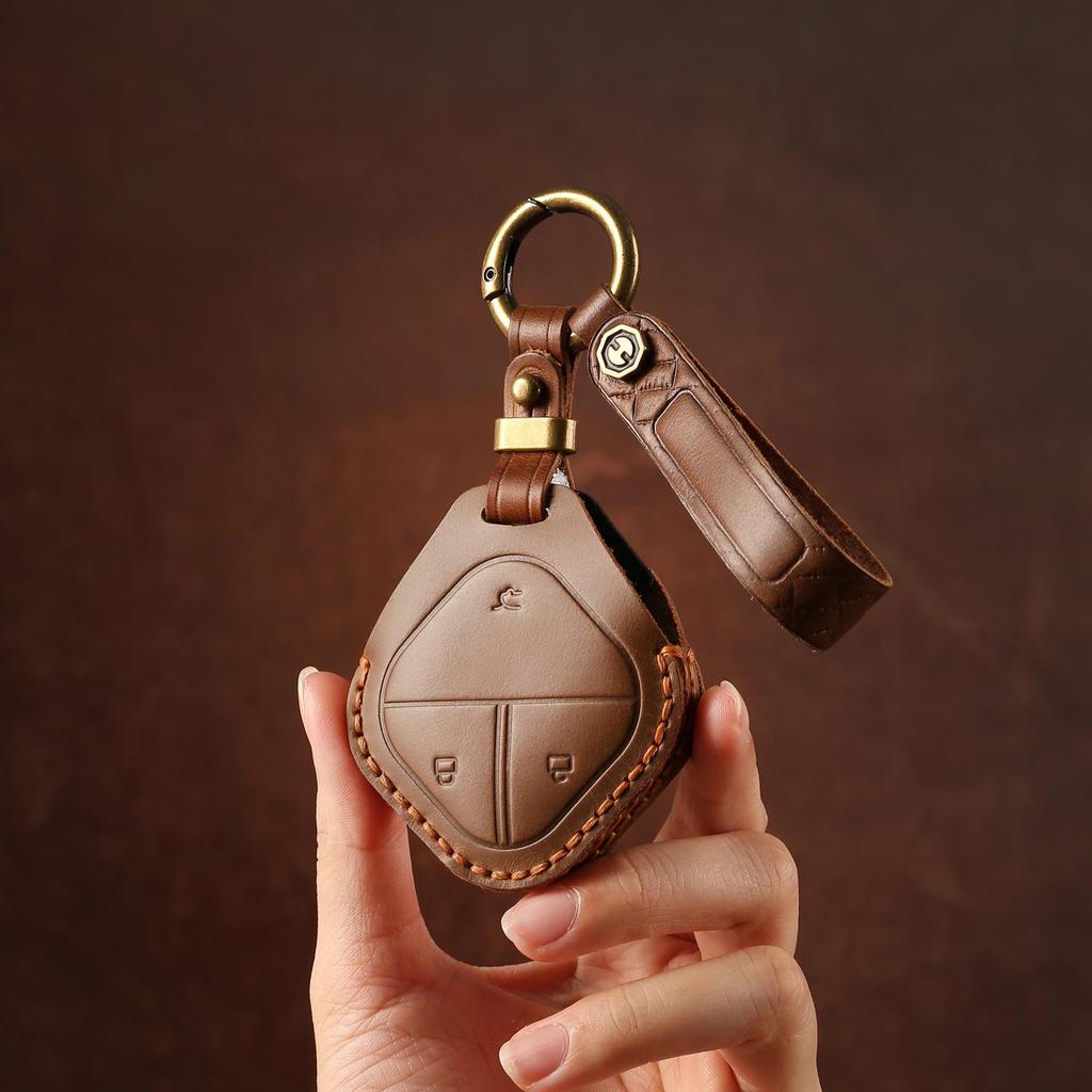 Чехол для ключей из натуральной кожи для Wuling Bingo и Baojun Yueye KIWI Qingkong EV - мужской брелок