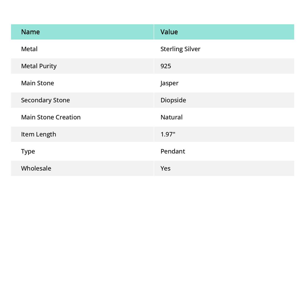 Natural Bumble Bee Jasper,Diopside Stone 925 Sterling Silver Pendant 1.97" K3t01