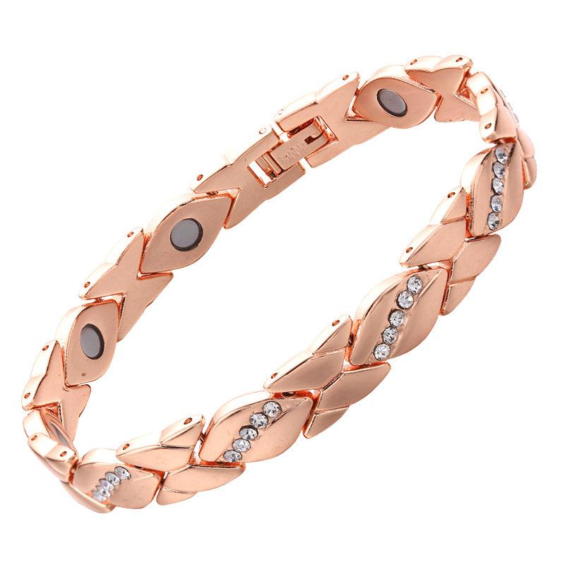 2026 Red Copper Diamond Leaf Bracelet Niche Light Luxury Length Adjustable Ancient Red Copper Brushed Magnet Bracelet