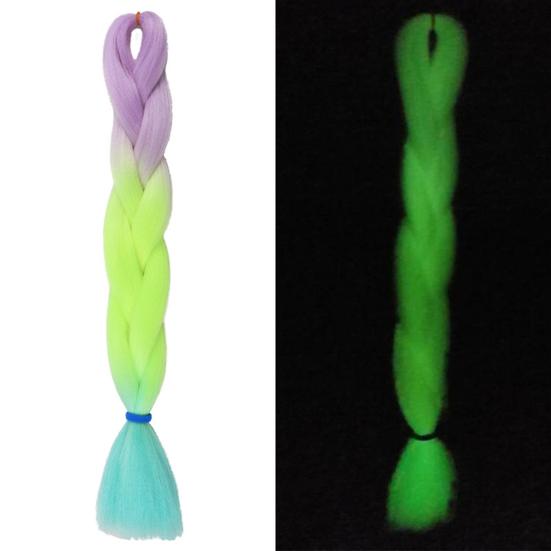 Yousheng Luminous Braid Gradient Color, сияющий в темноте, декоративные противоскользящие видимые плетеные волосы, синтетические неоновые светящиеся большие косички, конский хвост
