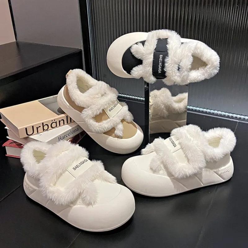 Обувь женская 2024 тренд зимние плюшевые зимние сапоги для женщин толстая хлопковая обувь для универсального и теплого образа дизайнерские сапоги