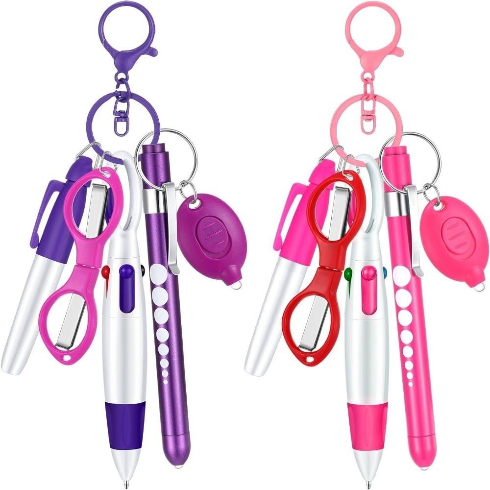 Badge Clip Retractable Ball Pen Set 6-in-1 Multifunction Permanent Marker