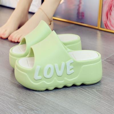 Туфли на высоком каблуке 6 см, шлепанцы на платформе, летняя мягкая обувь из ЭВА, нескользящие шлепанцы, женские уличные удобные сандалии, зеленые слайды с любовью, обувь