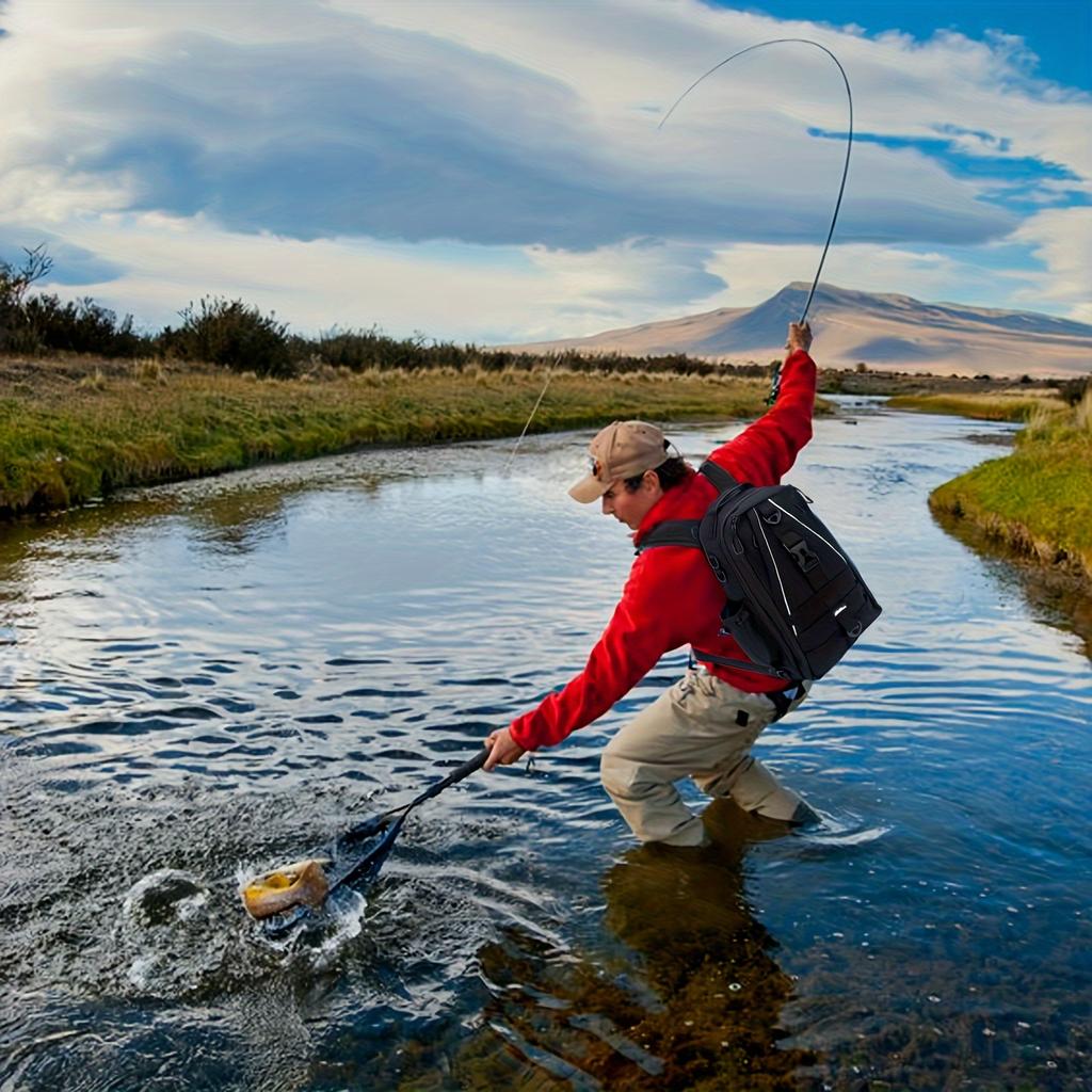 FunVZU Fishing Tackle Backpack, Fishing Bag with Rod Holder Water-resistant Material, Removeable Shoulder Strap