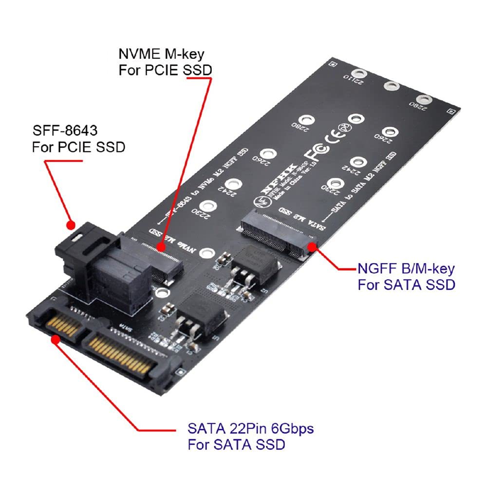 Комплект Cablecc to U2 NGFF to HD Mini SAS NVME PCIe SSD SATA адаптер для материнской платы SFF-8643 M-Key