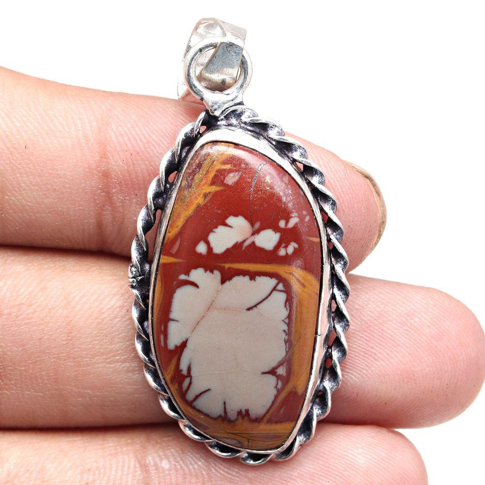 Подвеска дизайнерская яшма драгоценный камень ручной работы подарок для нее серебряные украшения 2"