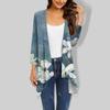 Женский кардиган неправильной формы с принтом, рукавами три четверти и карманной курткой