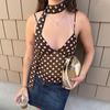European and American women's clothing winter new fashion Spice Girls pure desire wind V-neck halter polka dot sling small vest