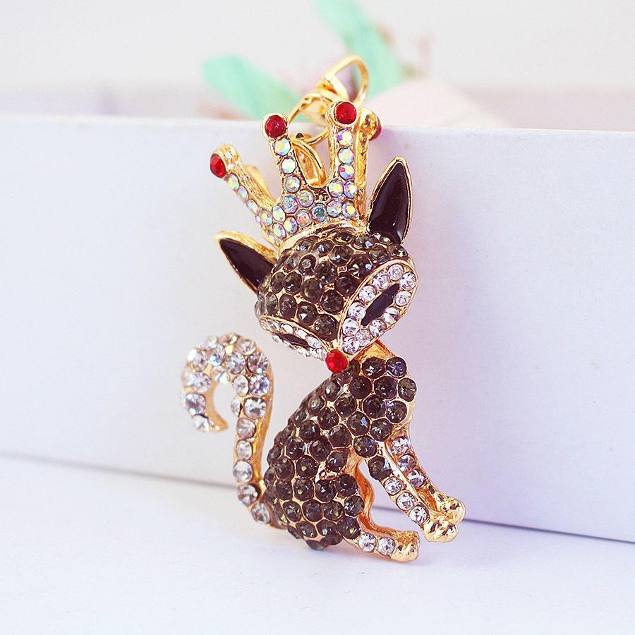 "Adorable Crystal Fox Crown Keychain - Women's Bag Accessory & Small Gift 837"