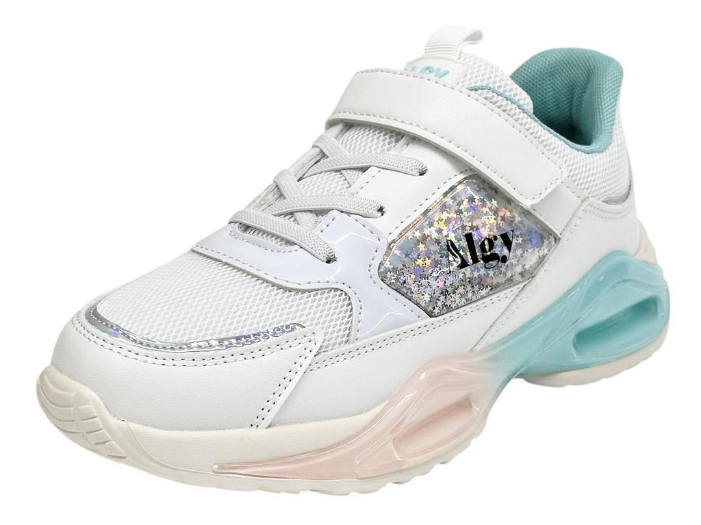 4601 Girls Athletic [Algie] Girls' Sneakers, Shoes, 20.0-24.0cm (White, 21.0cm)
