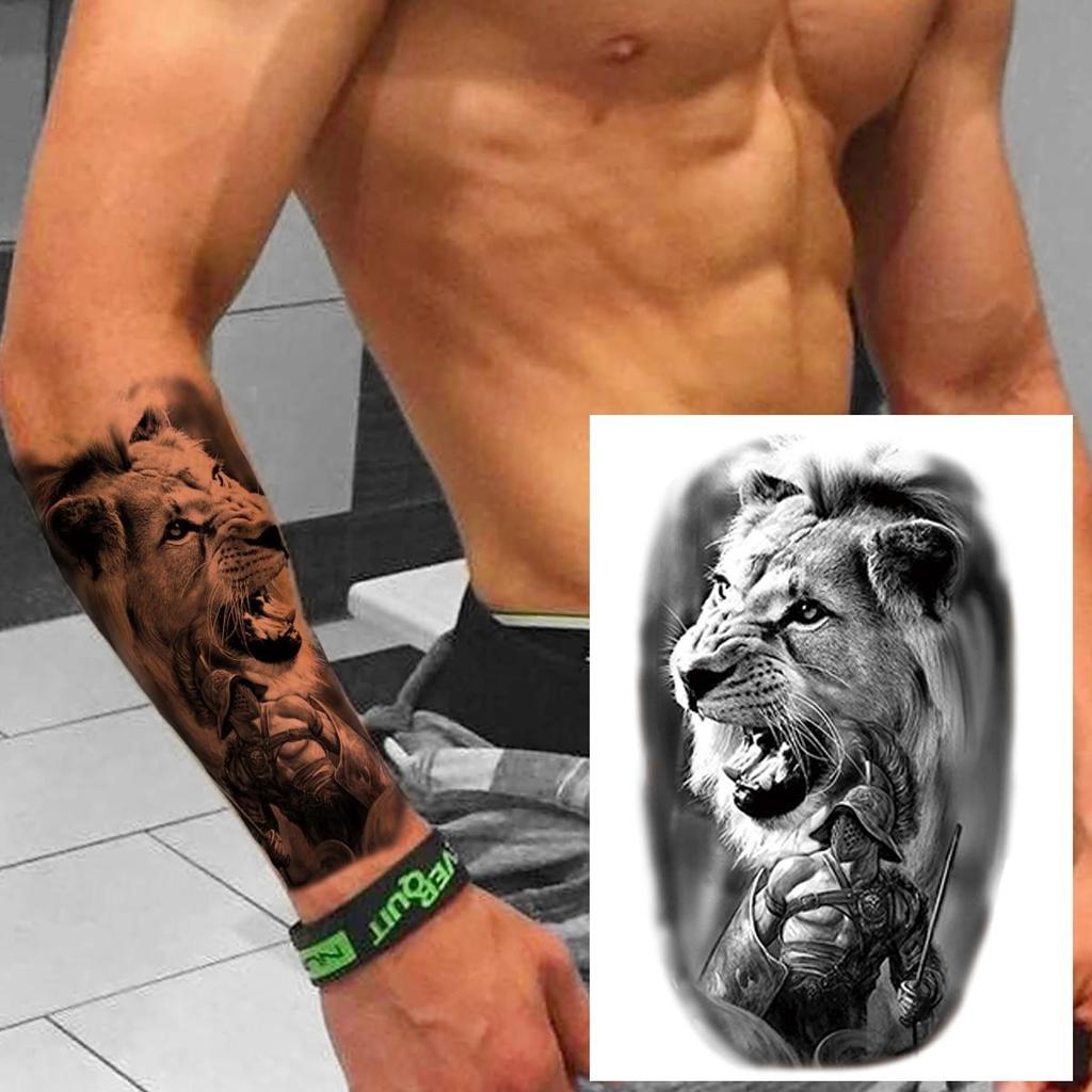 Временная татуировка в виде совы, леса, для мужчин, женщин, детей, мальчиков, льва, поддельные татуировки монстра, наклейка, компас, черная переноса воды, татуировки, рука