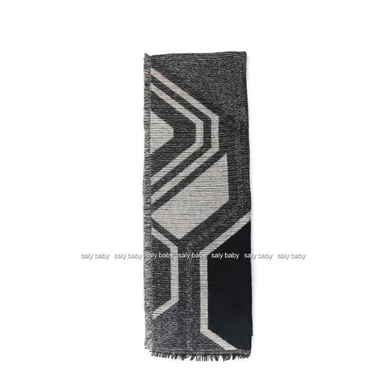 Autumn and Winter Ethnic Style Thickened Warm Geometric Pattern Double-sided Robot Scarf, Dual-purpose Shawl