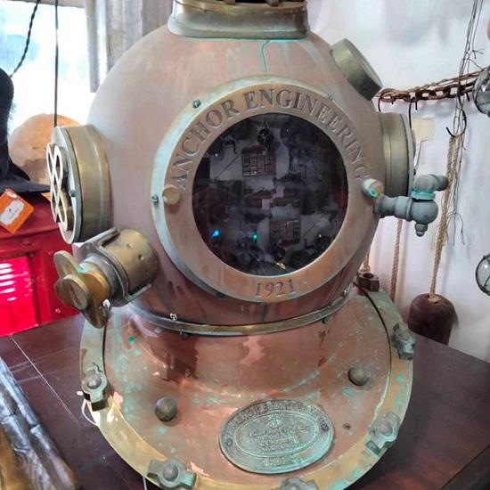 Rare Green Old Look Royal Navy Diving Helmet ~ Anchor Engineering Diving Helmet ~ Marine Rare Antique Old Divers Helmet Décor ~ Gift Item