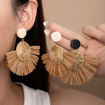 Серьги с бахромой Wind Design Sense для женщин, Весенне-летний отпуск, Высококачественные серьги из рафии, Трендовые