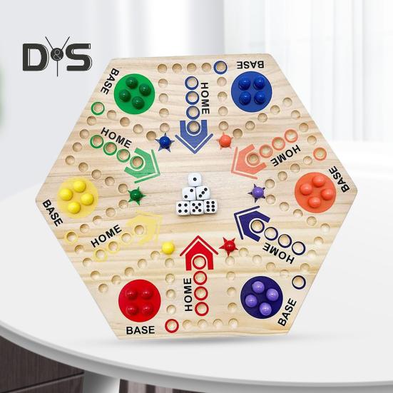 Двусторонняя летающая шахматная игра с мраморными кубиками для 4-6 игроков. Интерактивная летающая деревянная настольная игра для детей и взрослых. Развивающая игрушка.