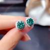Серьги-гвоздики Sterling Green Round CZ в форме цветка, простые, элегантные, женские, аксессуары для прокалывания ушей, новые ювелирные изделия