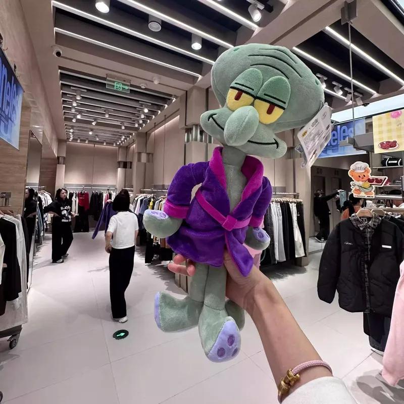 Animation Spongebob Squidward Plush Doll Anime Purple Pajama Robe Plush Stuffed Plaything Bedtime Sleeping Accompany Doll Surprise Gfts