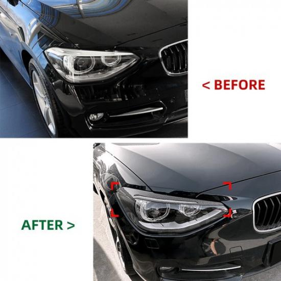 Car Front Headlight Eyelid Lamp Eyebrow Trim For BMW 1 Series F20 F21 2011-2014