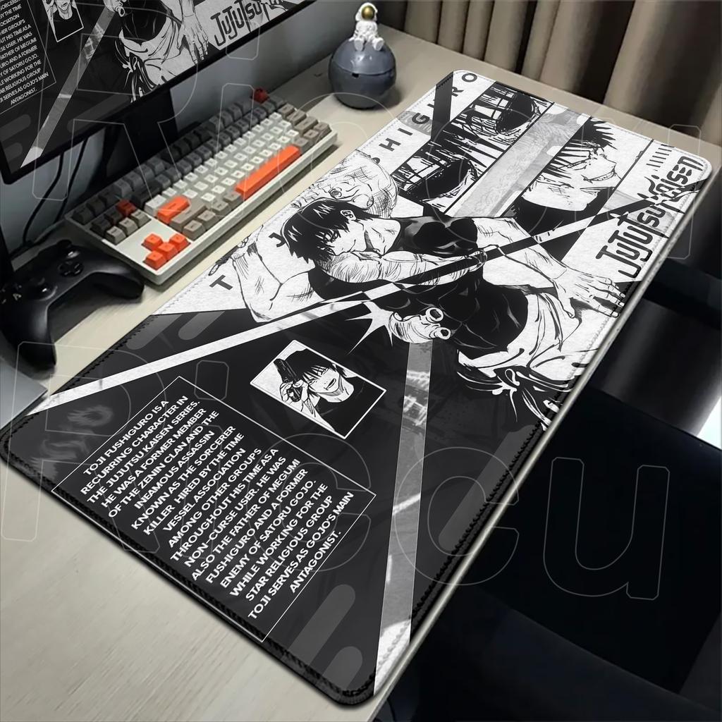 HD 60x30см Черный Аниме Jujutsu Kaisen XXL Коврик для Мыши Годжо Сатору Коврики для Мыши Игровой Периферийный Устройство для Компьютера Аксессуары для ПК Настольный Коврик