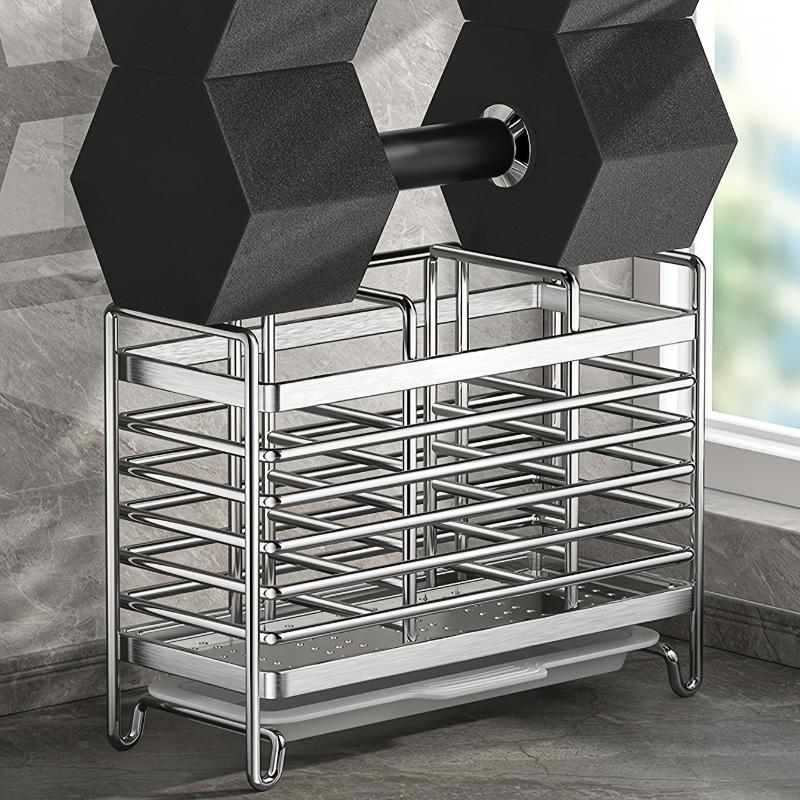 No-Drill Kitchen Cutlery Holder Wall Mounted Stainless Steel Space-Saving Sturdy Utensil Organizer for Apartment Rental