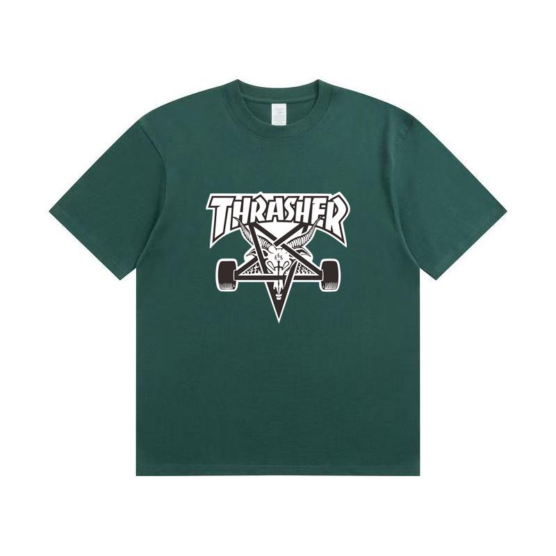 A1-07 Летняя футболка Thrasher с принтом букв для мужчин и женщин, оверсайз, хлопок, короткий рукав, повседневная уличная футболка