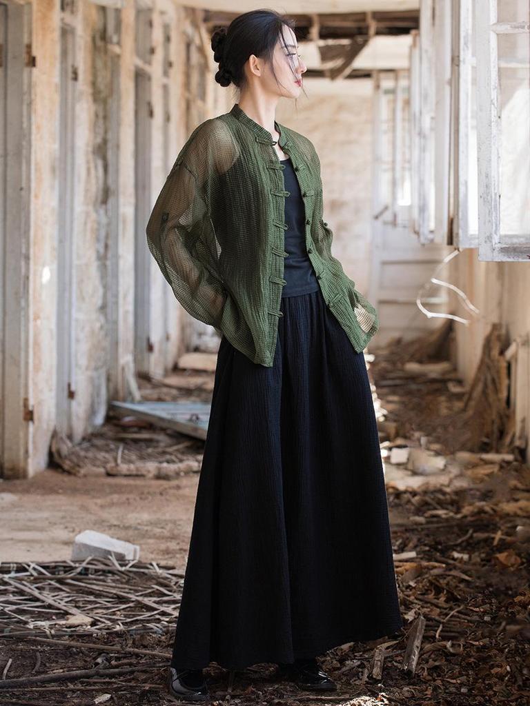 Women's Chinese-Style Cotton Linen Sunscreen Cardigan - Summer Trend