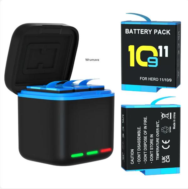 Универсальное зарядное устройство для GoPro Hero 1110 9, черное 3-канальное зарядное устройство с дисплеем, зарядный кабель для аксессуаров Go Pro Hero 11
