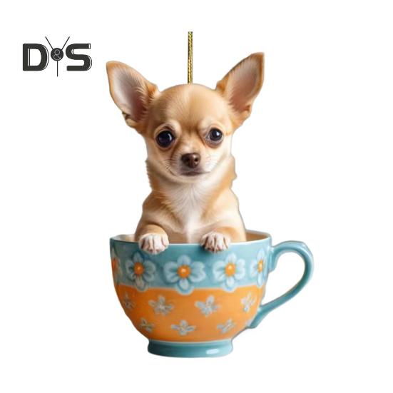 Акриловое подвесное украшение в виде собаки с кулоном и шнурком, легко подвешивается, креативное украшение на рождественскую елку, сумка-подвеска