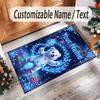Teddy Bear Theme Crystal Velvet Rug Personalized Custom Name Text Soft Floor Mat Home Decor