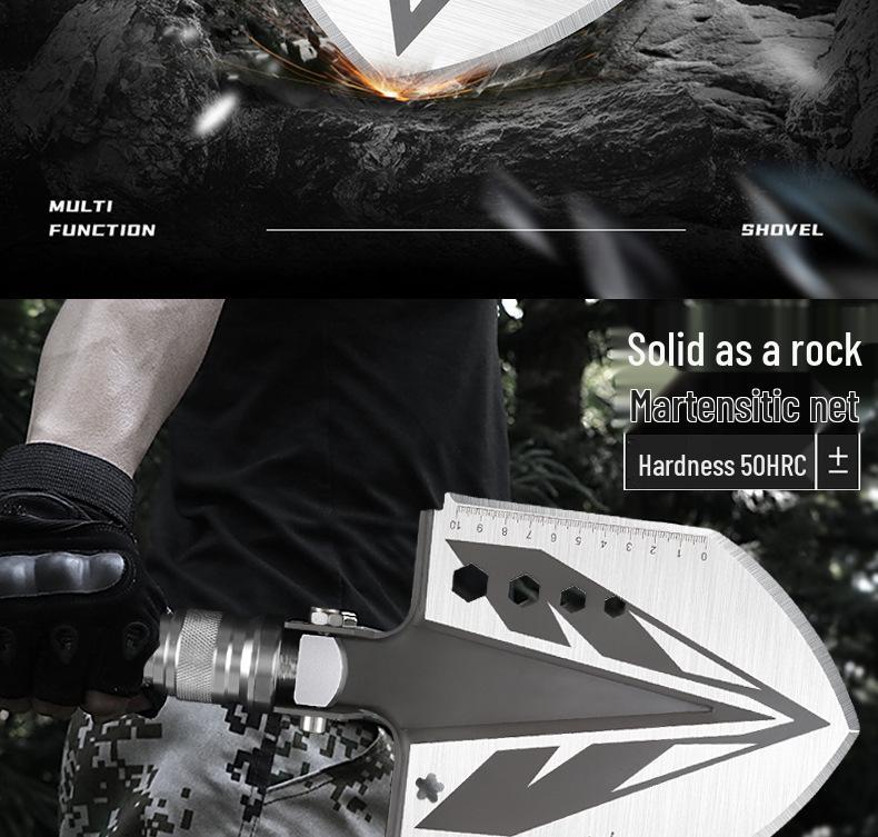 Многофункциональная складная лопата для улицы: Марганцевая сталь, Идеально подходит для кемпинга, рыбалки, внедорожного использования и задач, выполняемых с помощью транспортного средства