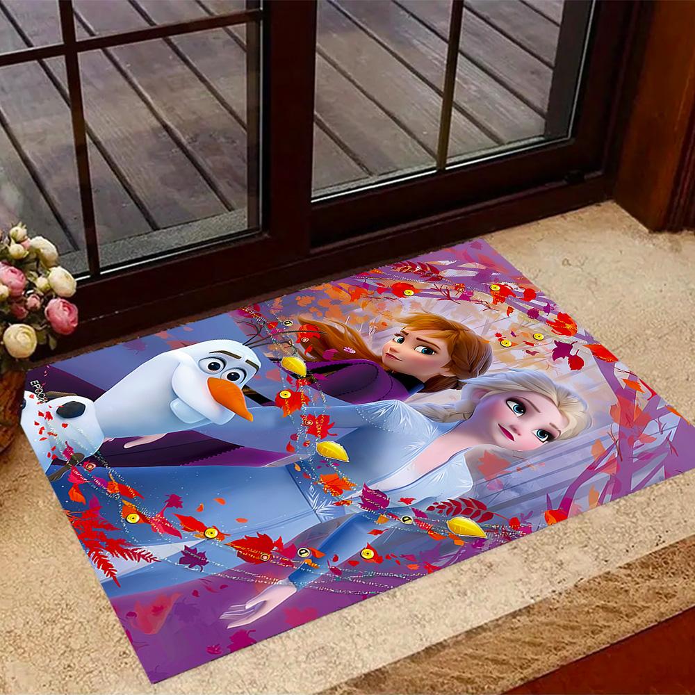 Frozen Adventure Disney Cartoon Theme Anti-Slip Rug - Polyester, Home Decor, Suitable for Bedrooms, Living Rooms, Doorways, and Studios