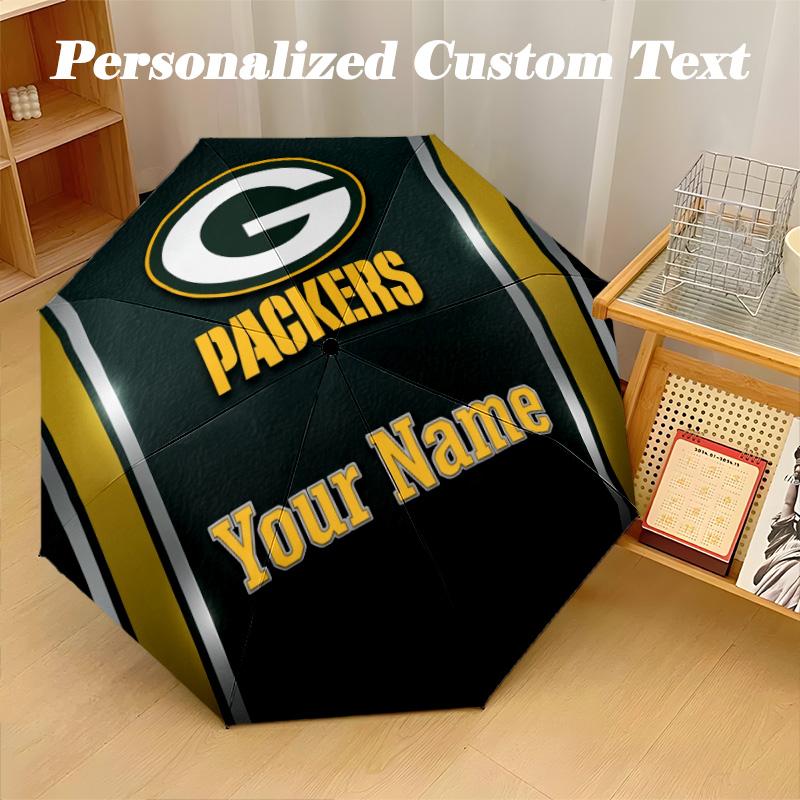 Автоматический 8-реберный зонт Green Bay Packers, Персонализированный складной зонт с текстом на имя, Зонт от дождя и солнца, Подарок