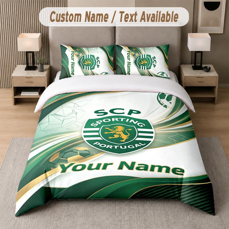 Sporting CP Design Bedding Set Custom Text 1 Duvet Cover & 2 Pillow Cases