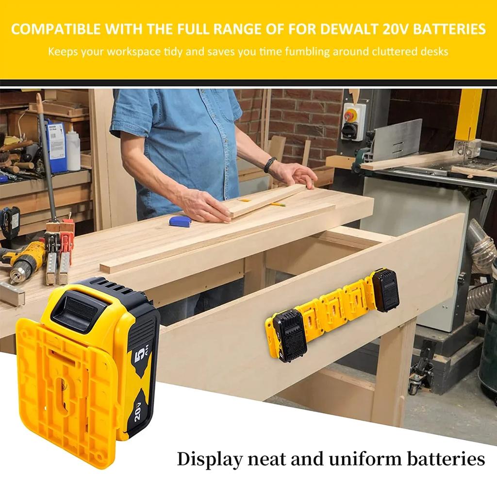 New 5Pcs Battery Holder Compatible with 20V Battery Plastic Lithium Battery Dock Holder Heavy Duty Battery Mount Hanger