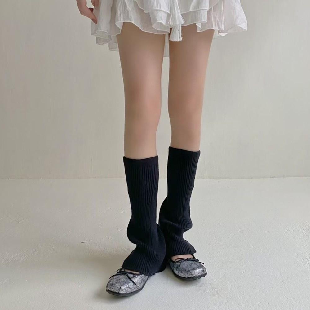 Solid Color Leg Covers Warm Knitted Socks Fashion Foot Cover
