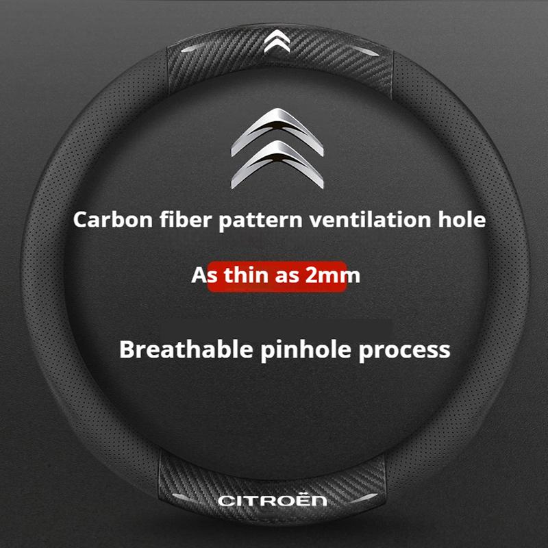 38см Противоскользящая кожаная карбоновая оплетка руля для Citroen C1 C2 C3 C4 C5 C6 C4L Berlingo Picasso Aircross Sega Elysee