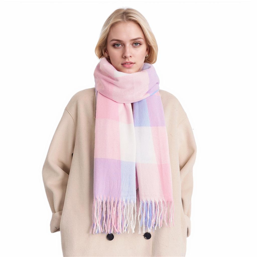 Ladies Ethnic Retro Sassel Head Cape Thick Color Striped Shawl Scarf