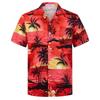 Hawaiian Men's Short Sleeved Shirt with Coconut Tree Print, Hip-hop Fashion, Casual Button Down Shirt, Beach Summer