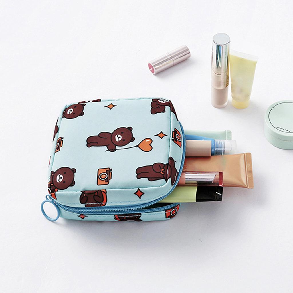 Сумка для гигиенических прокладок с рисунком из мультфильма, большая вместимость, мини-кошелек из симпатичного холста для тампонов, маленький клатч, держатель для карточек на молнии, кошелек, сумочка