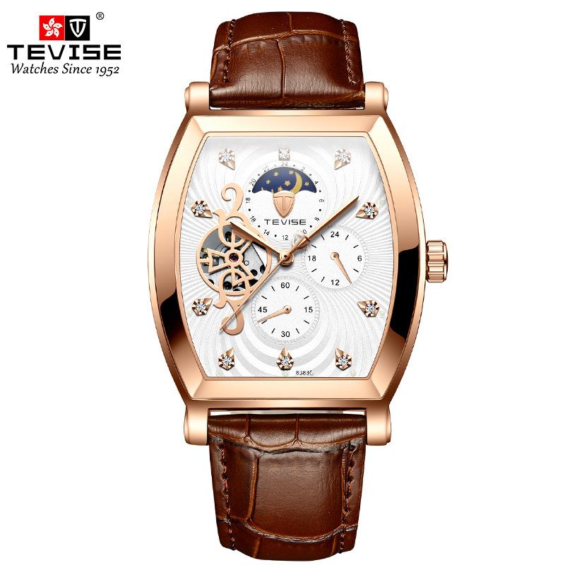 TEVISE Watch Barrel Watch Tourbillon Star Механический мужской ремень
