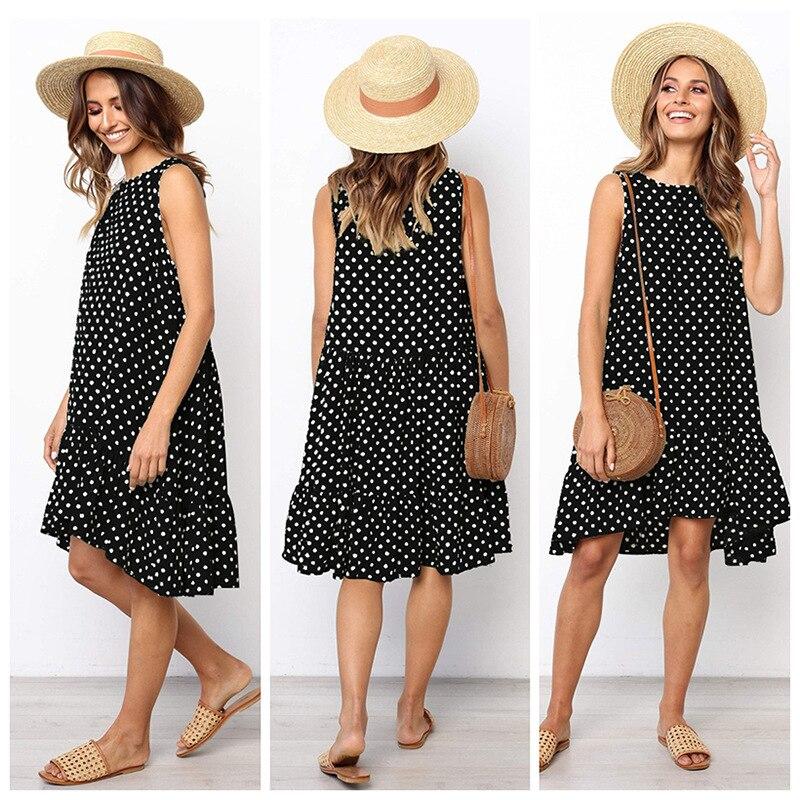 2023 Summer Chiffon Dress Women Polka Dot Ruffles Mini Dress Casual Loose Beach Party Street Short Sundress