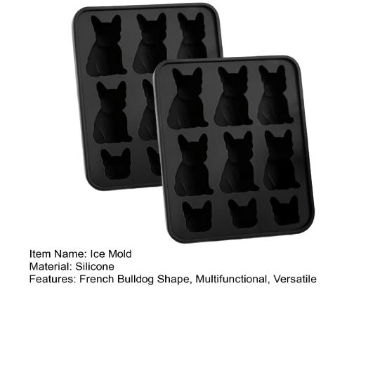 2Pcs French Bulldog Ice Model Silicone Mold Large 3D Ice Sculptures Maker Dishwasher Safe Ice Mold Easy Demolding Ice Mold