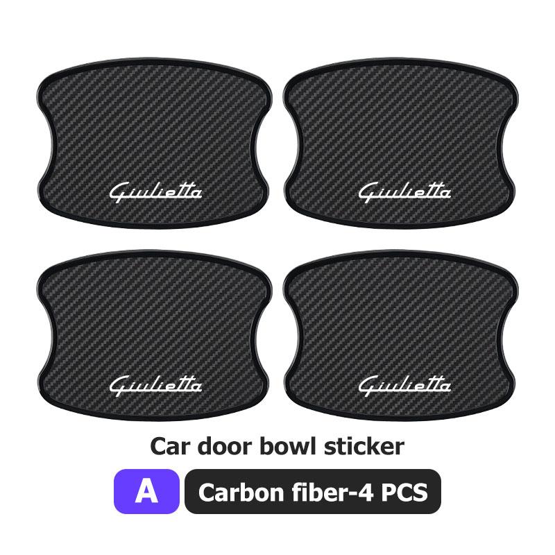 2026 Hot Alfa Romeo 4PCS Carbon Fiber Car Door Handle Protection Sticker Emblem Accessories For Alfa Romeo Giulietta GT 159 147 