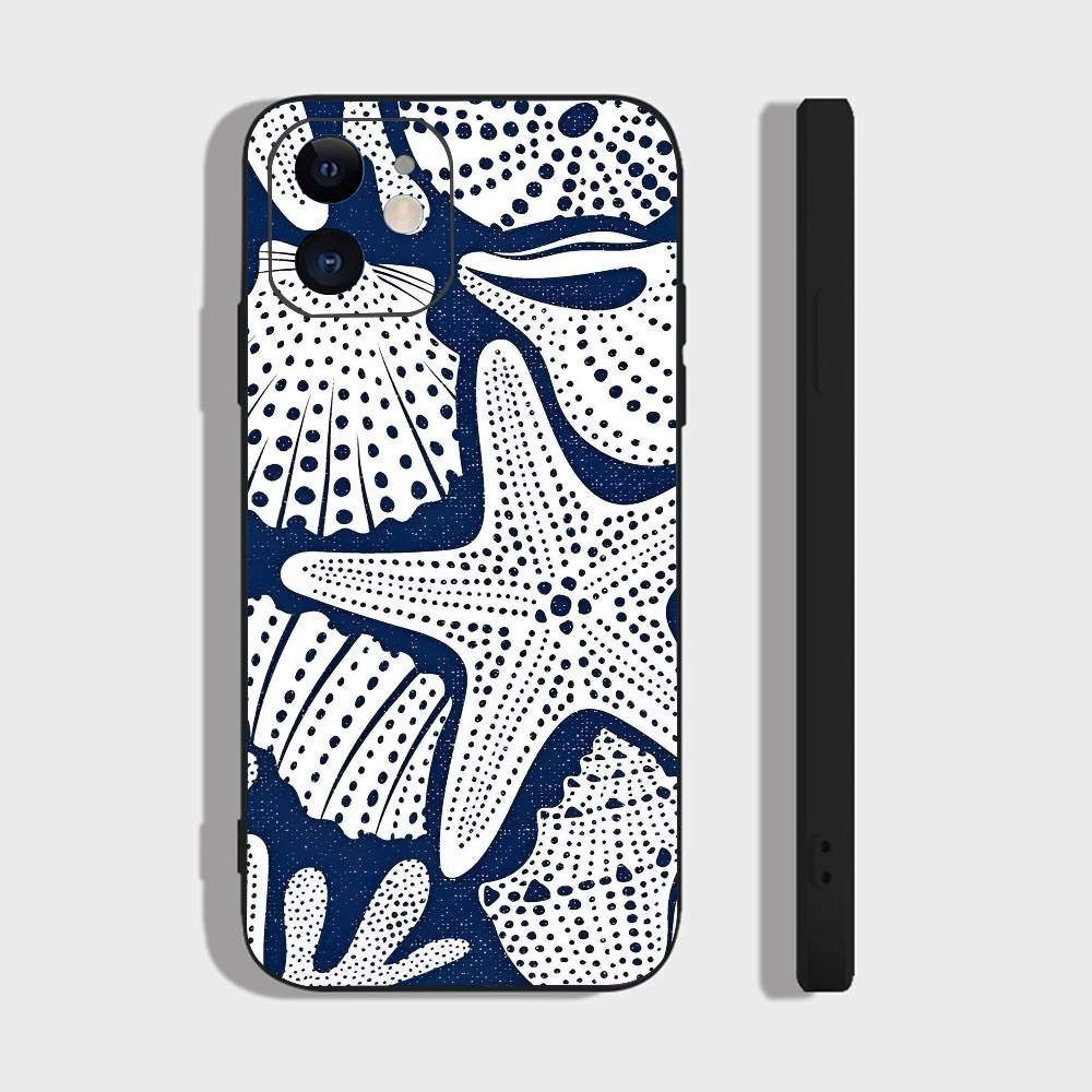Синий Океан Для IPhone 13,17,11,12,16,14,15,Plus,Pro Max Мягкий Силиконовый Черный Чехол для Телефона