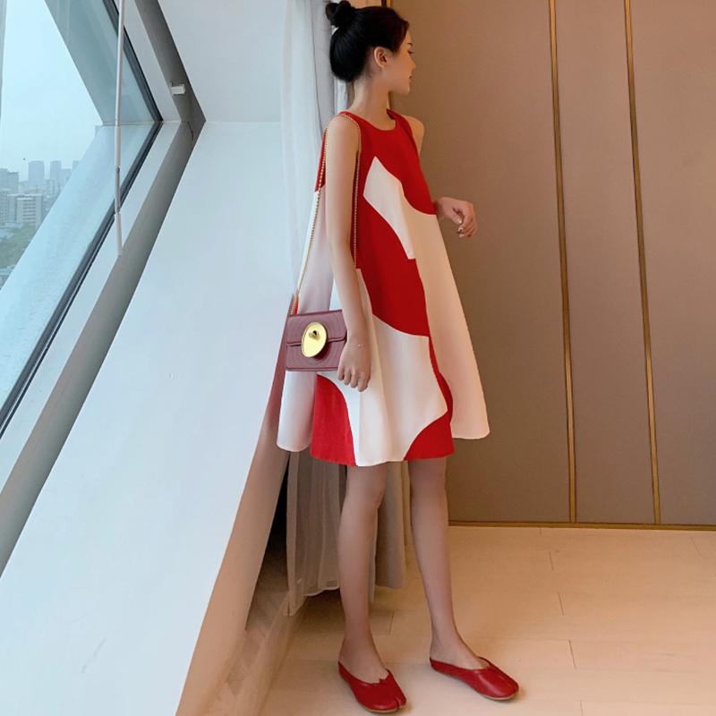 Жилет женское летнее платье без рукавов с круглым вырезом выше колена для дома, свиданий, вечеринок, повседневная одежда