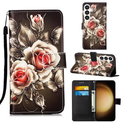 Кошелек из искусственной кожи в металлическом стиле с розами, флип-чехол для фоторамки для iPhone Samsung Huawei Honor Xiaomi Redmi Oppo vivo Google TCL Infinix...