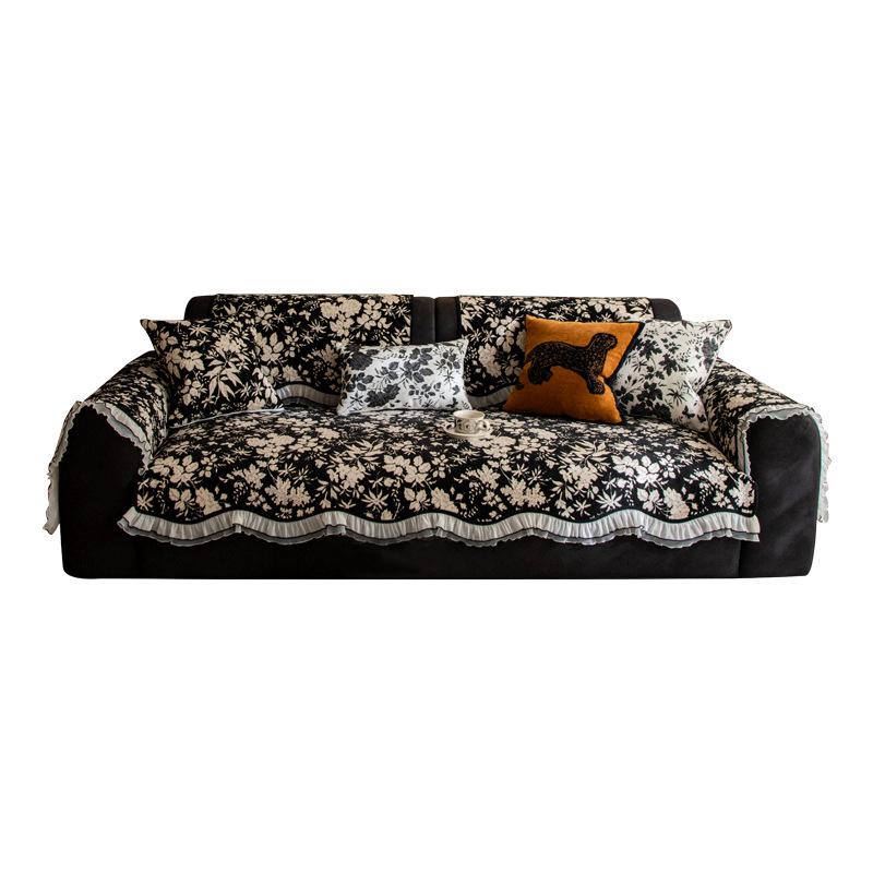 Подушка для дивана нестандартной формы 2025 новая ретро высококлассная четырехсезонная шениловая нескользящая фиксированная накидка на диван